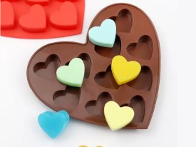 Molde silicona corazon con 10 corazoncitos